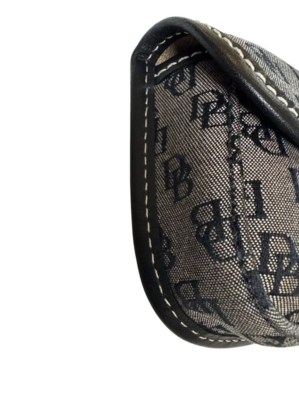 Dooney & Bourke Classic Monogram Signature Wristlet~Black Canvas Leather L18 11